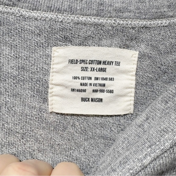 Buck Mason Field Spec Cotton Heavy Tee Shirt Size XXLarge XXL Speckled Grey Gray - Picture 6 of 11
